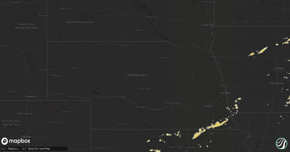Hail map in Nebraska on July 13, 2018