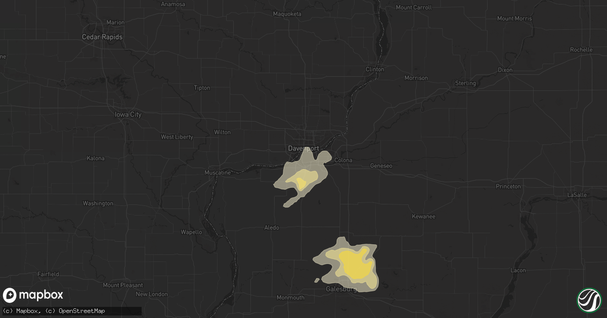 Hail map in Rock Island, IL on July 13, 2018