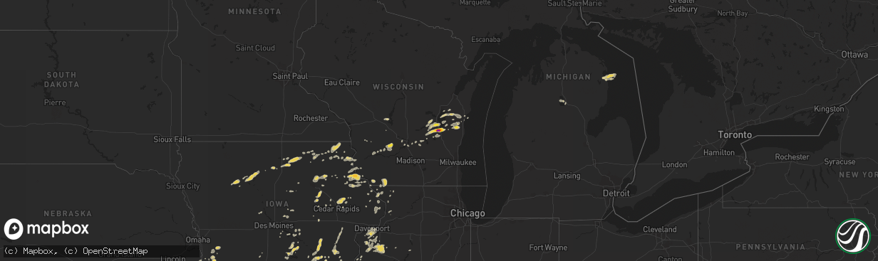 Hail map on July 13, 2018