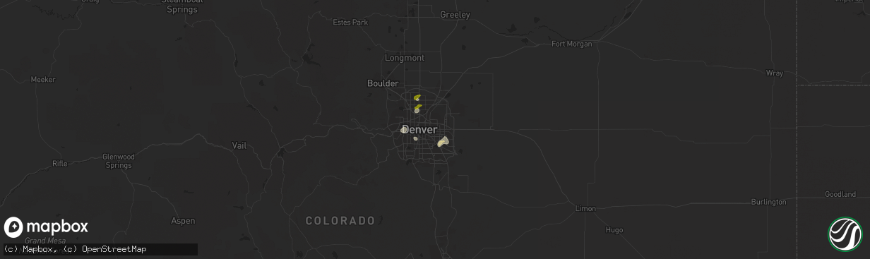 Hail map in Aurora, CO on July 13, 2019