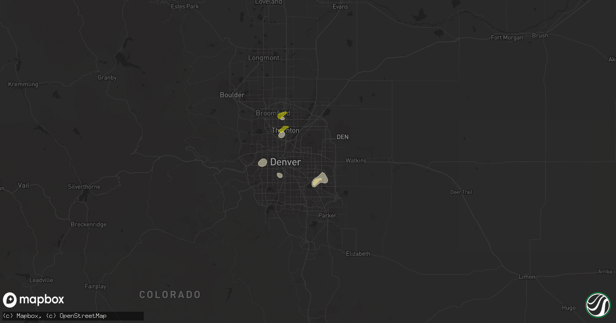 Hail map in Aurora, CO on July 13, 2019