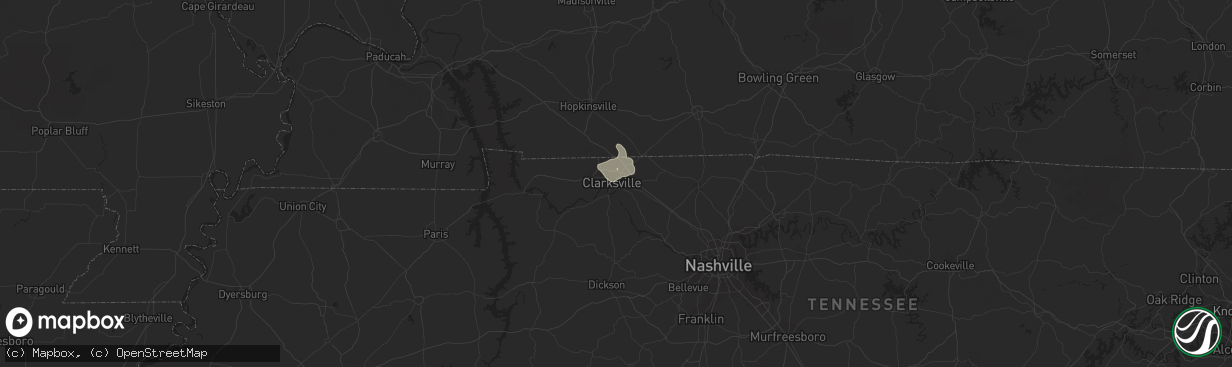 Hail map in Clarksville, TN on July 13, 2019