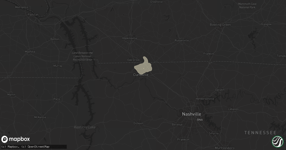 Hail map in Clarksville, TN on July 13, 2019