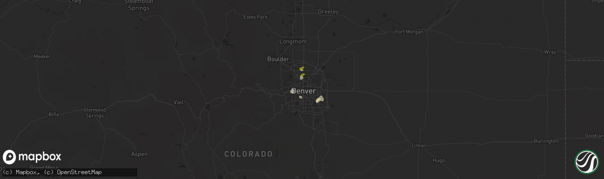 Hail map in Denver, CO on July 13, 2019