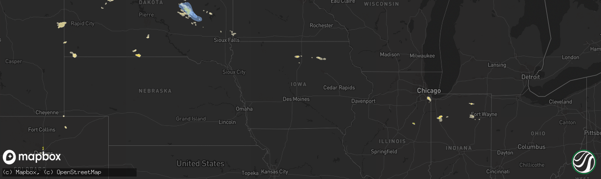 Hail map in Iowa on July 13, 2019