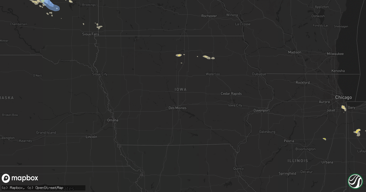 Hail map in Iowa on July 13, 2019