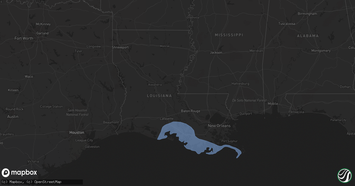Hail map in Louisiana on July 13, 2019