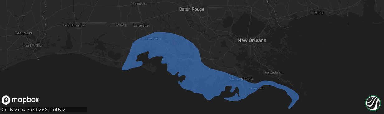 Hail map in Morgan City, LA on July 13, 2019