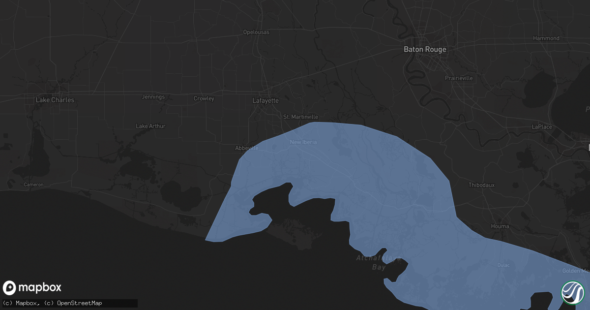 Hail map in New Iberia, LA on July 13, 2019
