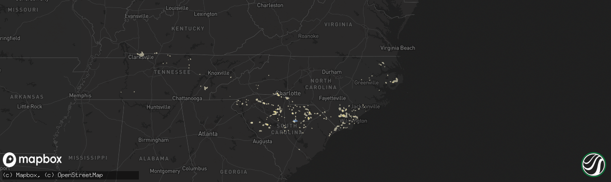 Hail map in North Carolina on July 13, 2019