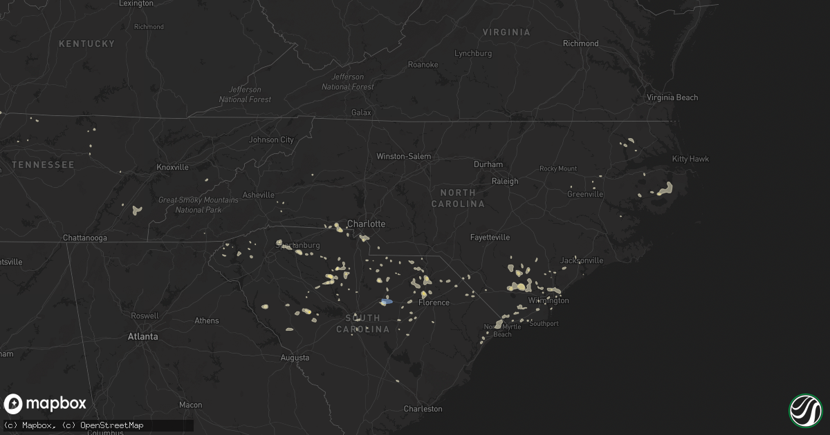 Hail map in North Carolina on July 13, 2019