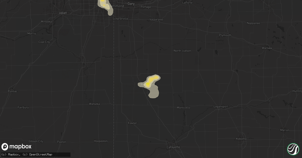 Hail map in Rensselaer, IN on July 13, 2019