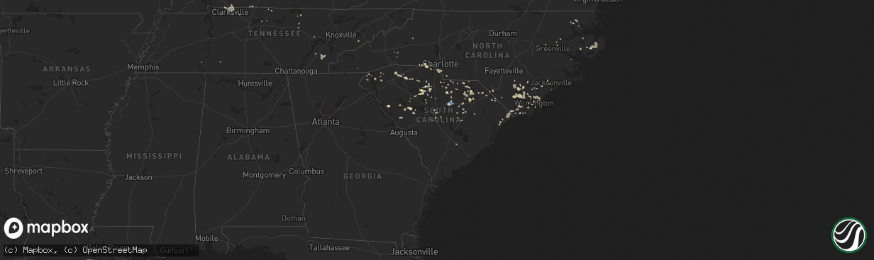 Hail map in South Carolina on July 13, 2019