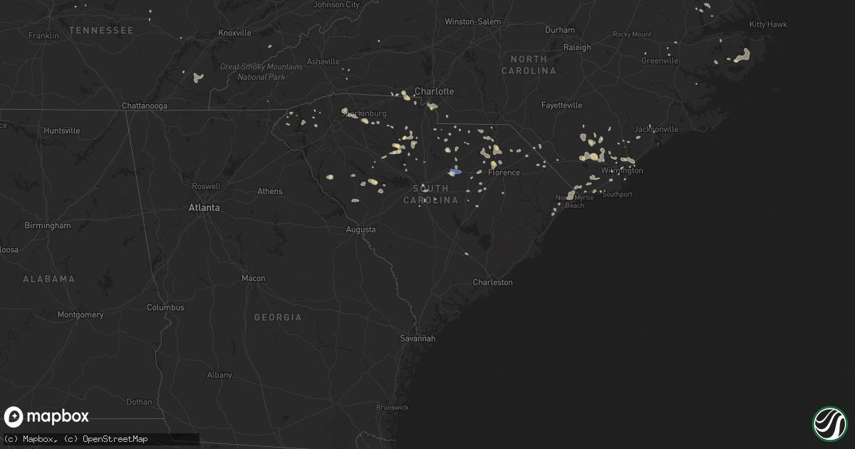 Hail map in South Carolina on July 13, 2019