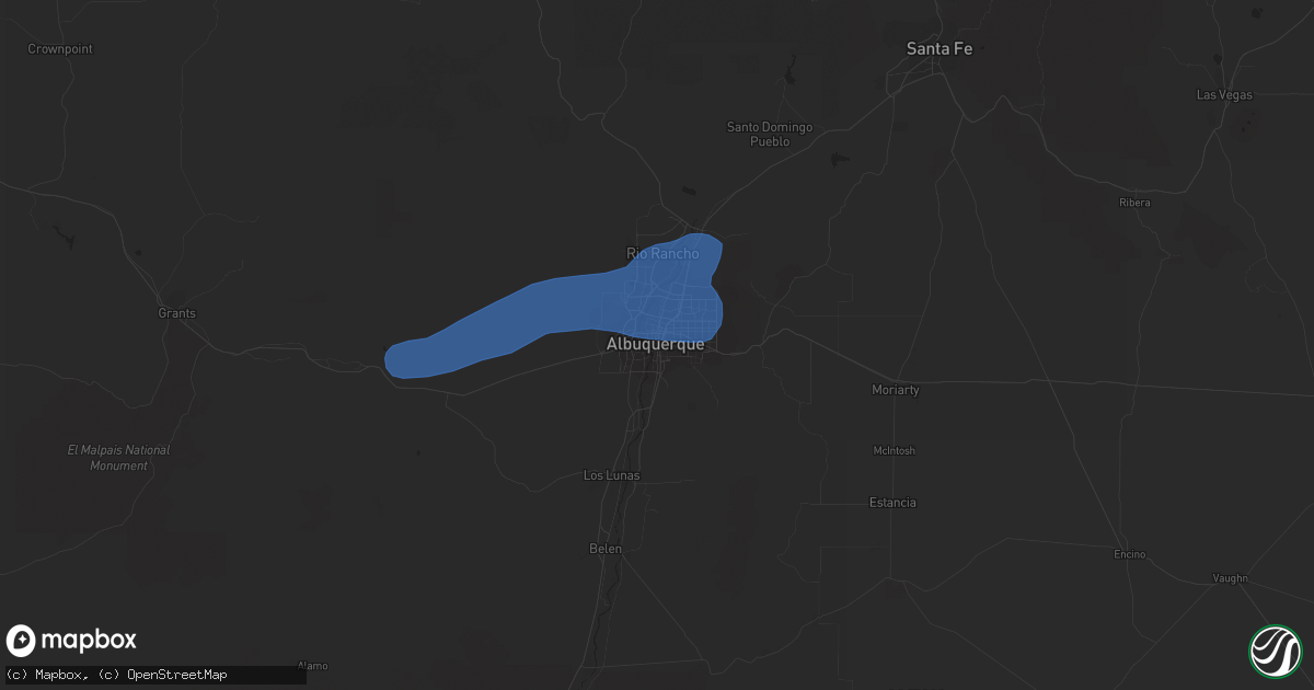 Hail map in Albuquerque, NM on July 13, 2020