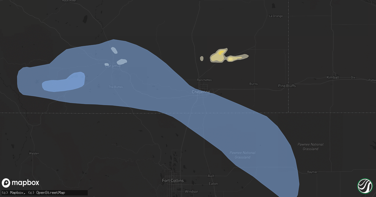 Hail map in Cheyenne, WY on July 13, 2020