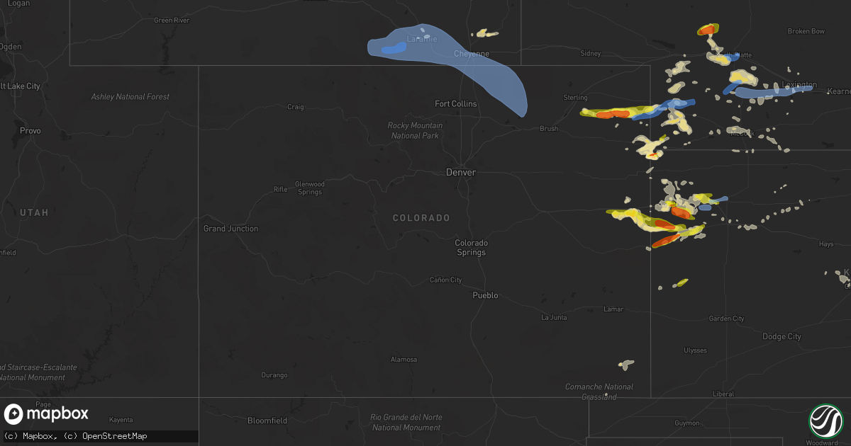 Hail map in Colorado on July 13, 2020