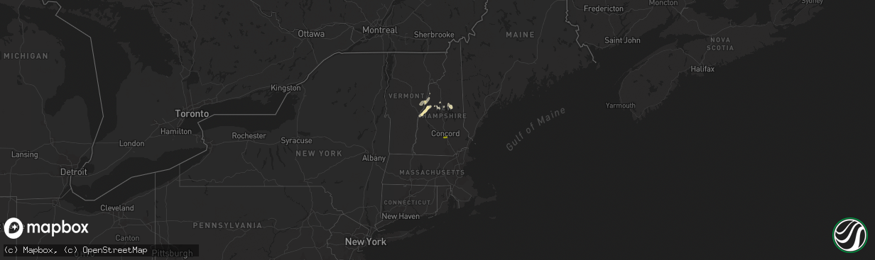 Hail map in New Hampshire on July 13, 2020