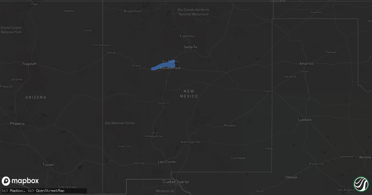Hail map in New Mexico on July 13, 2020