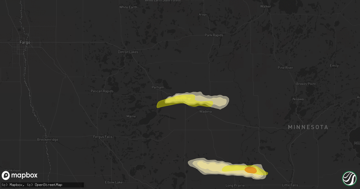 Hail map in New York Mills, MN on July 13, 2020
