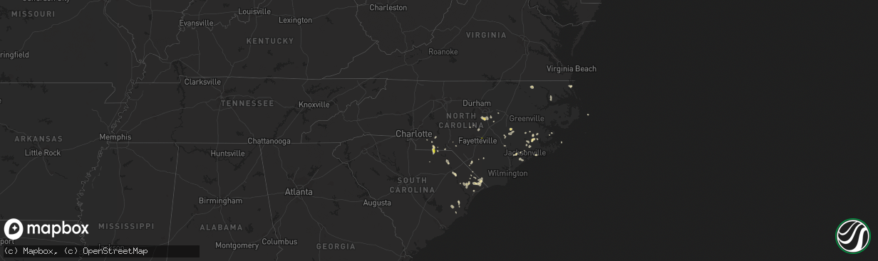 Hail map in North Carolina on July 13, 2020