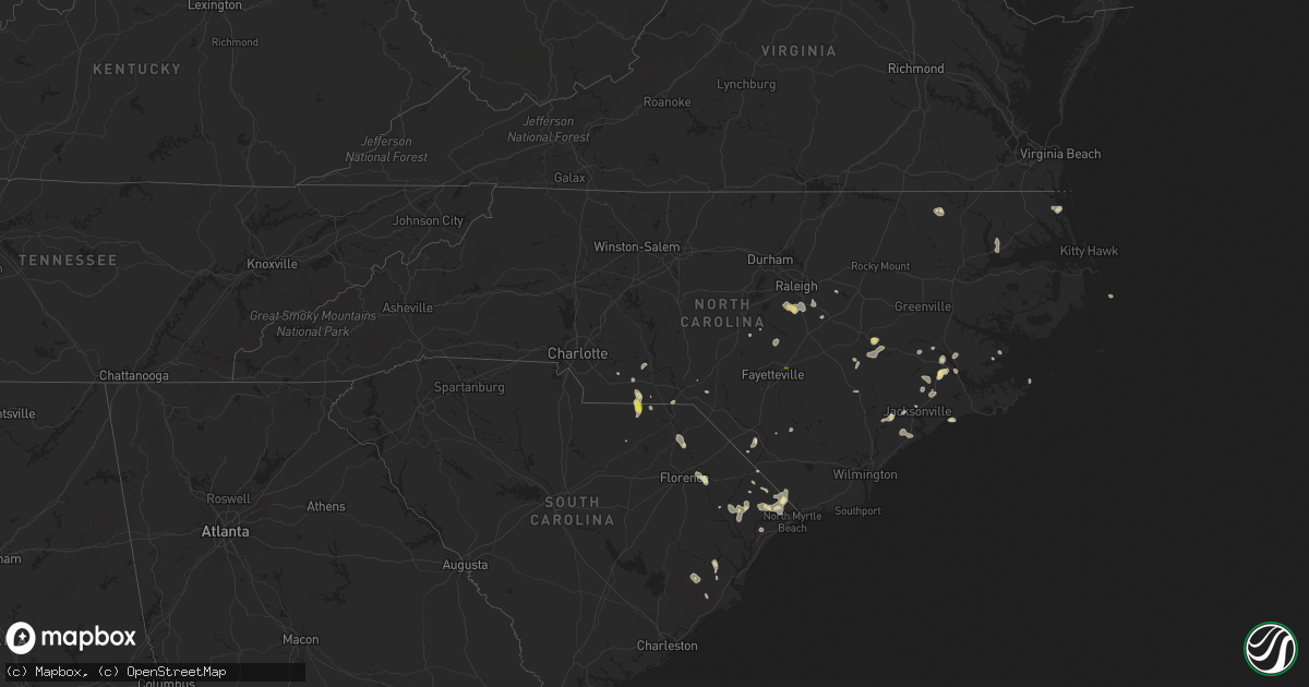 Hail map in North Carolina on July 13, 2020