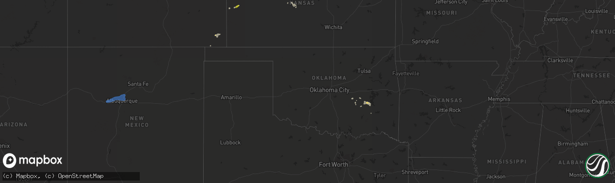 Hail map in Oklahoma on July 13, 2020