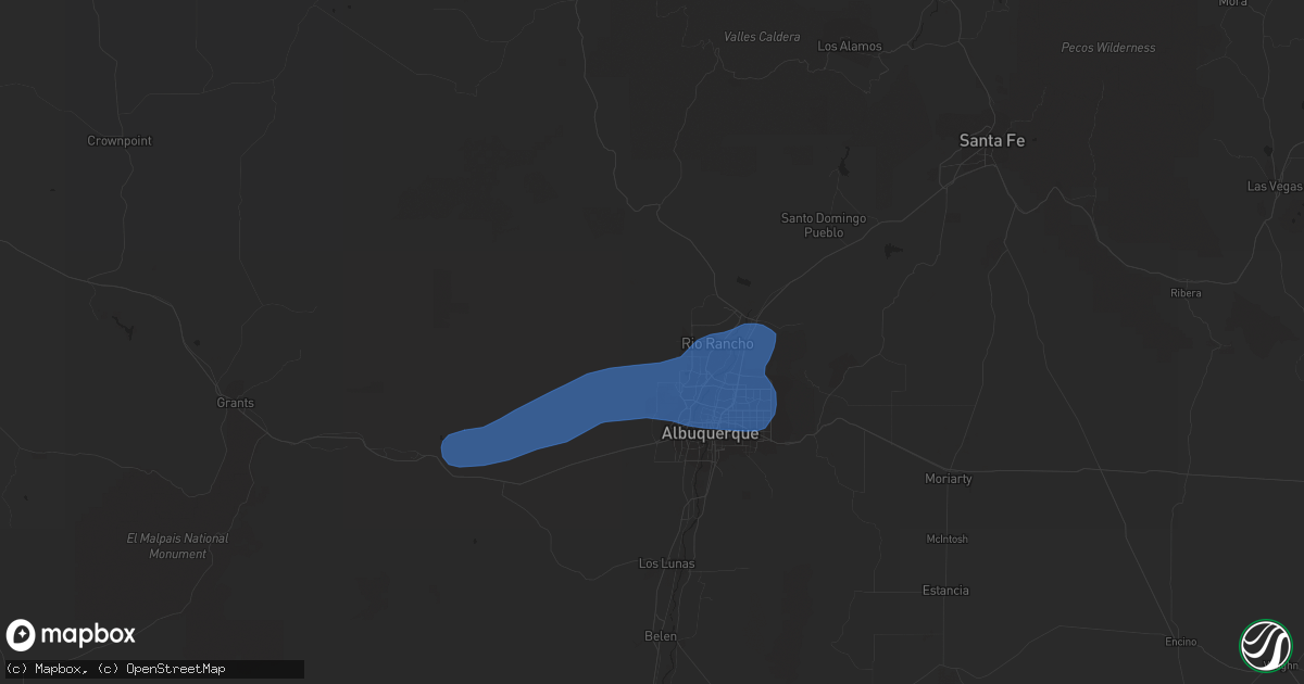 Hail map in Rio Rancho, NM on July 13, 2020
