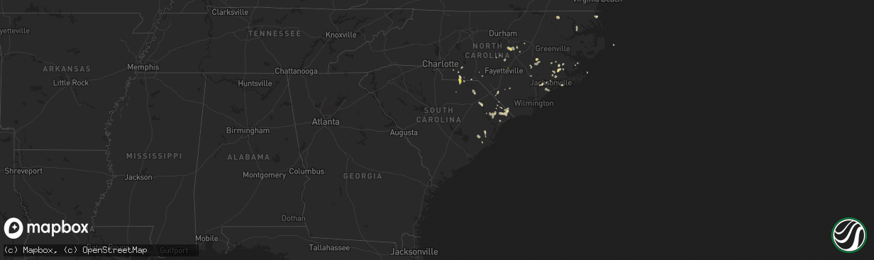 Hail map in South Carolina on July 13, 2020