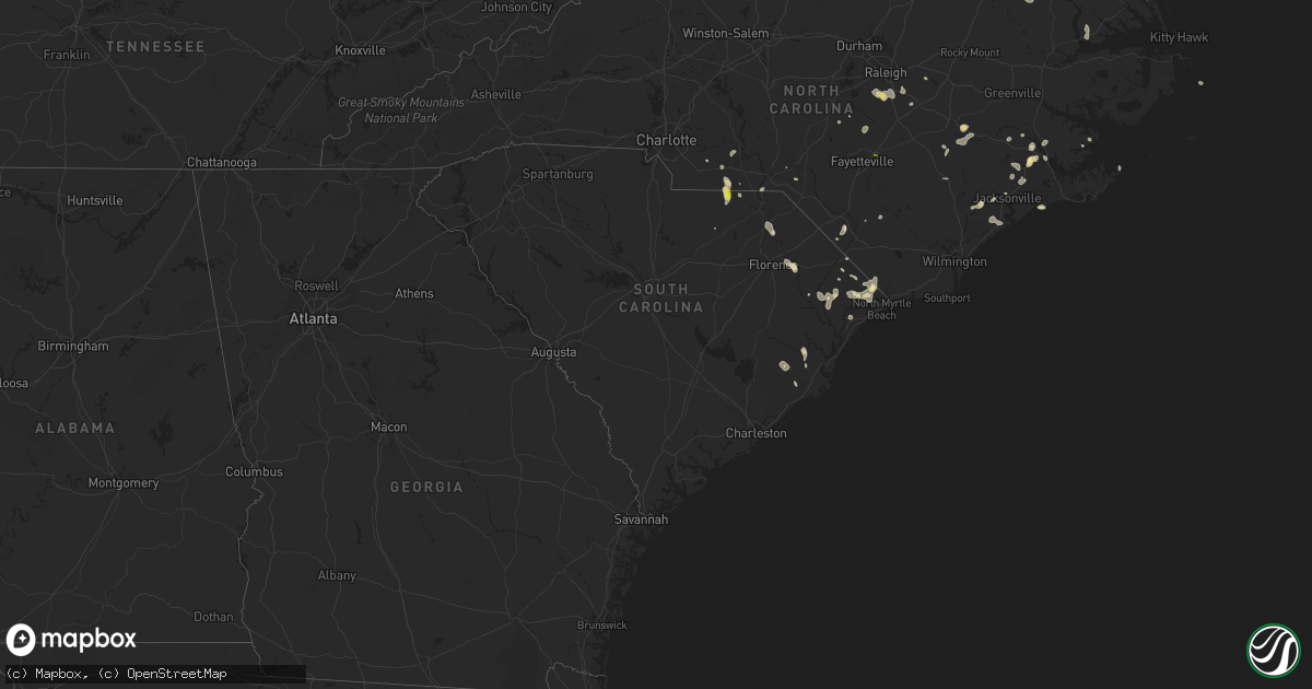 Hail map in South Carolina on July 13, 2020