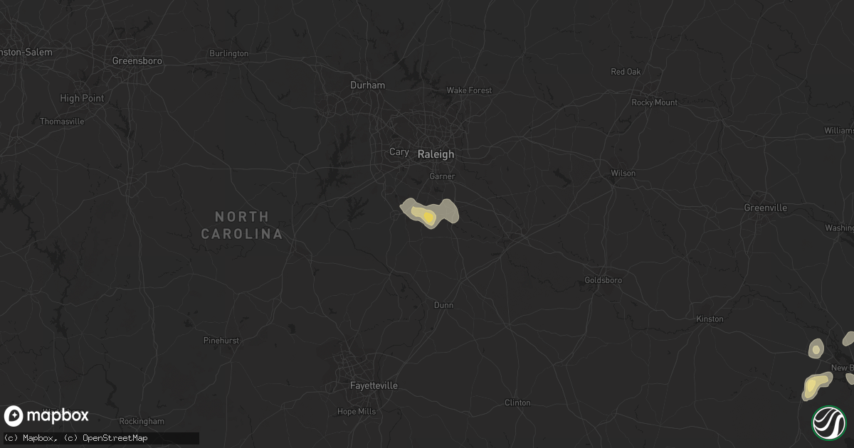 Hail map in Willow Spring, NC on July 13, 2020