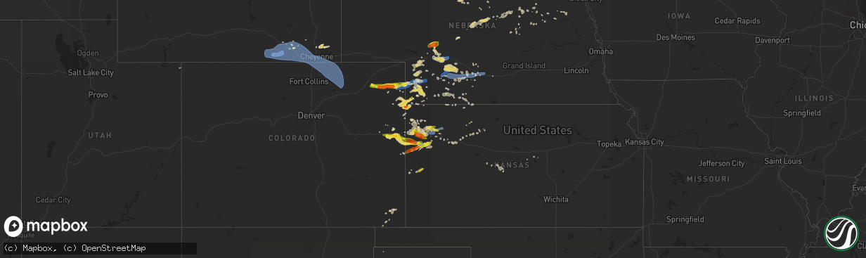 Hail map on July 13, 2020