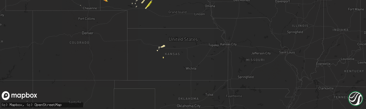 Hail map in Kansas on July 13, 2021