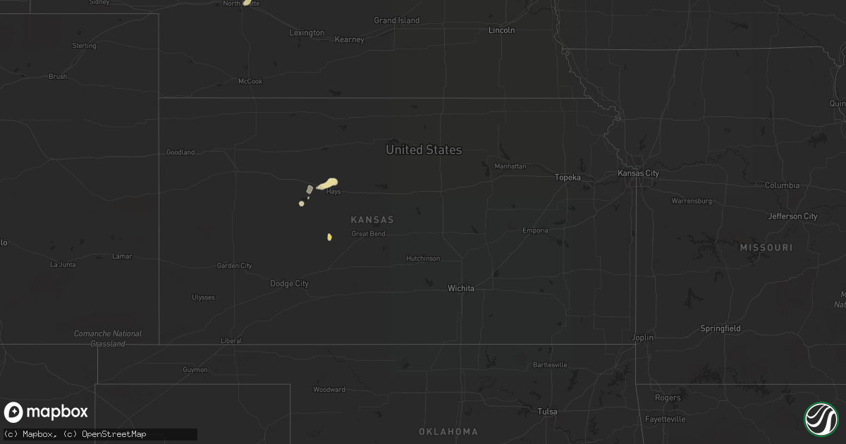 Hail map in Kansas on July 13, 2021