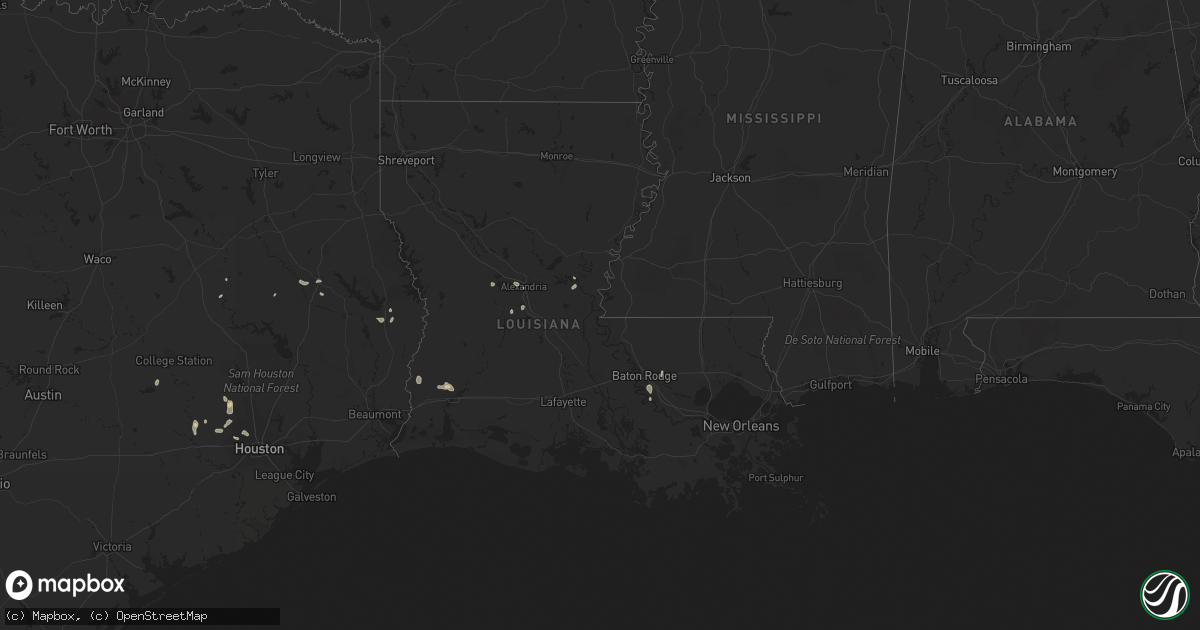 Hail map in Louisiana on July 13, 2021