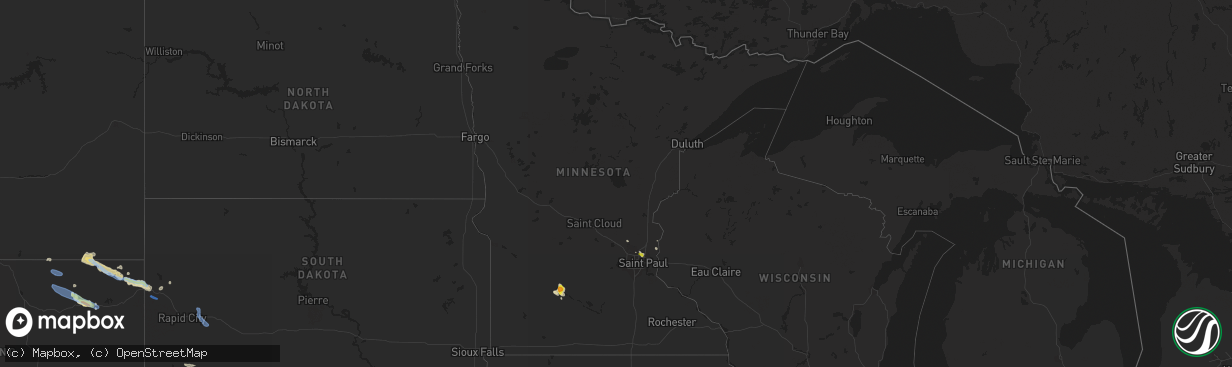 Hail map in Minnesota on July 13, 2021