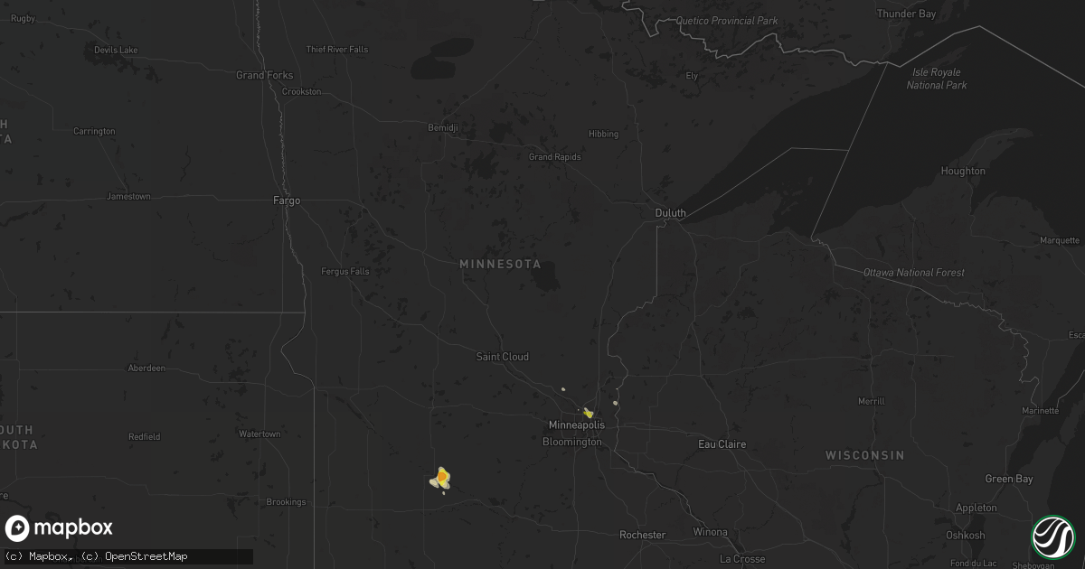 Hail map in Minnesota on July 13, 2021
