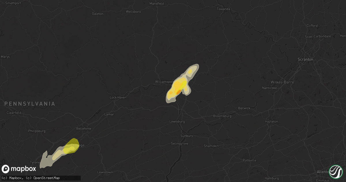 Hail map in Montgomery, PA on July 13, 2021