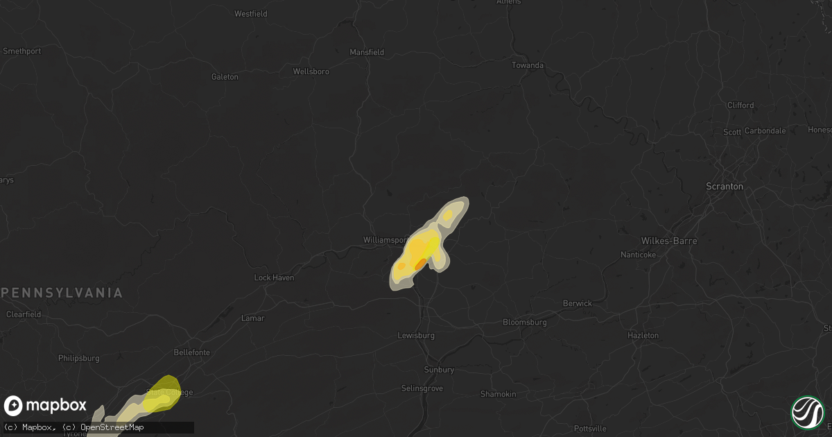 Hail map in Montoursville, PA on July 13, 2021