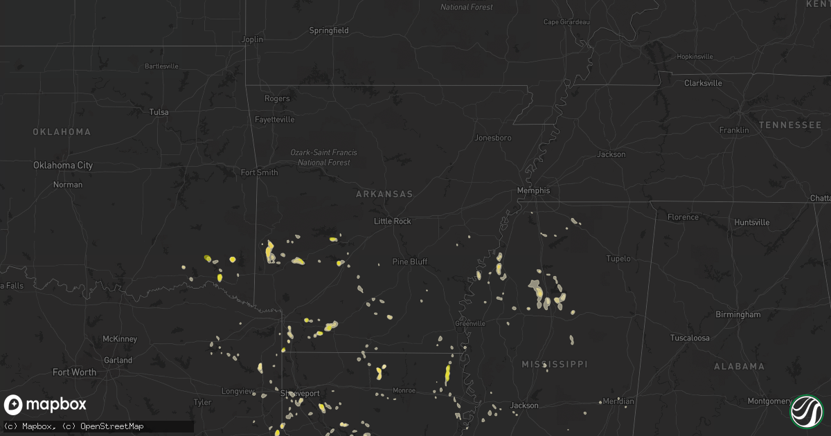 Hail map in Arkansas on July 13, 2022