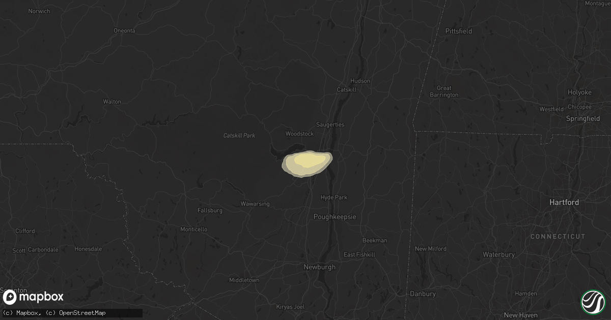 Hail map in Hurley, NY on July 13, 2022