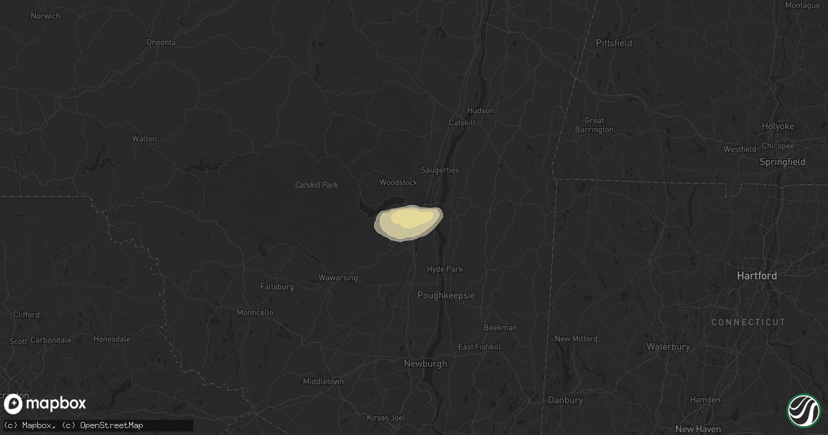 Hail map in Kingston, NY on July 13, 2022