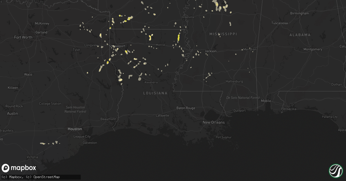 Hail map in Louisiana on July 13, 2022