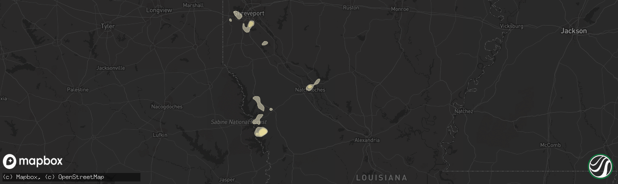 Hail map in Natchitoches, LA on July 13, 2022