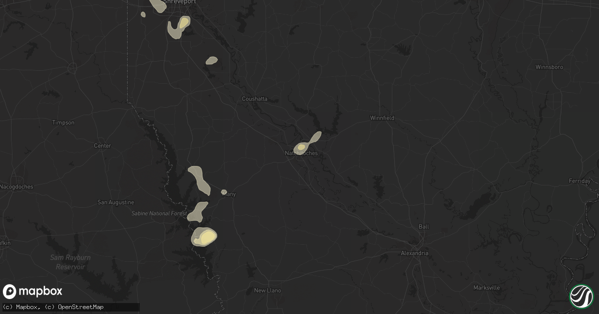 Hail map in Natchitoches, LA on July 13, 2022