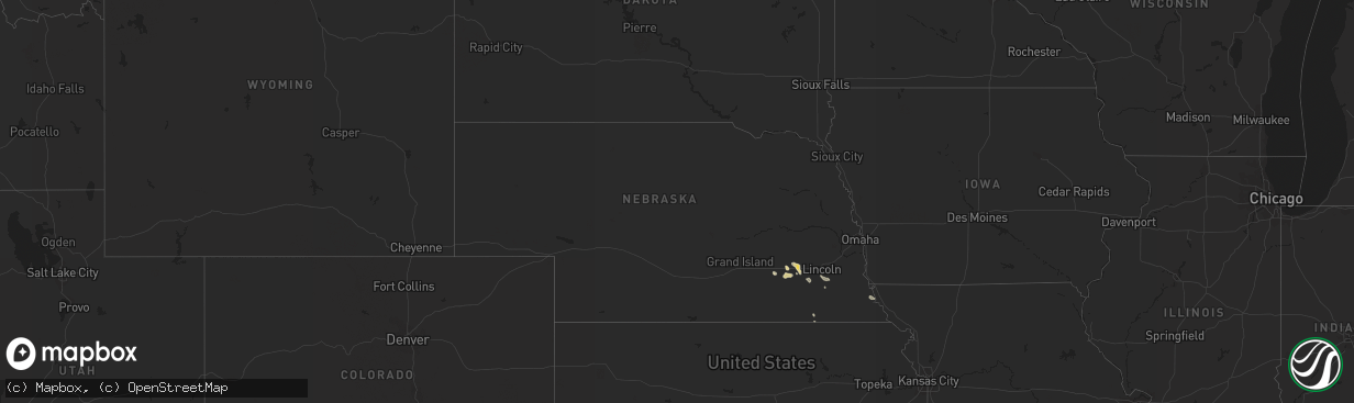 Hail map in Nebraska on July 13, 2022