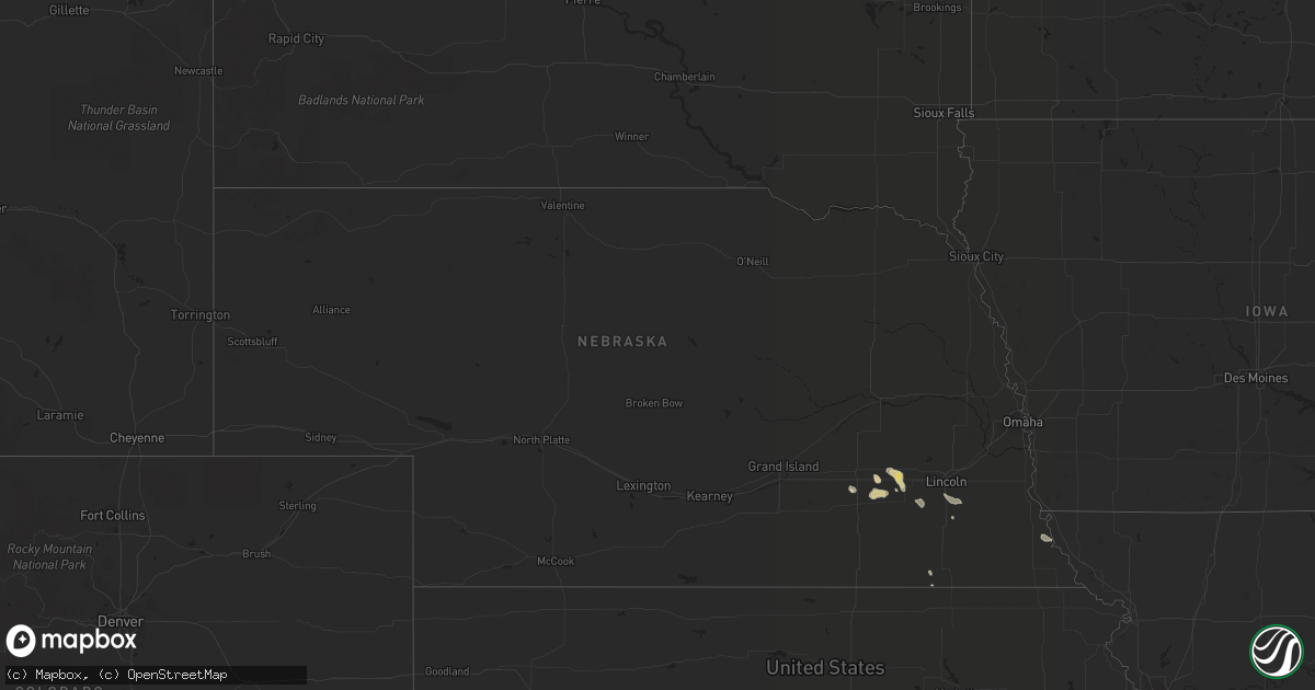Hail map in Nebraska on July 13, 2022