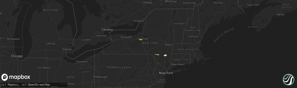 Hail map in New York on July 13, 2022