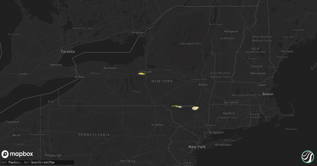 Hail map in New York on July 13, 2022