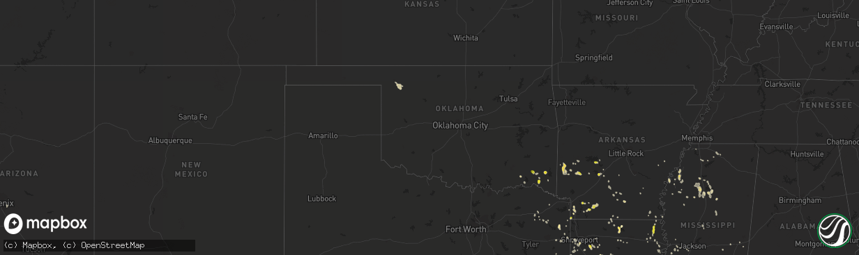 Hail map in Oklahoma on July 13, 2022